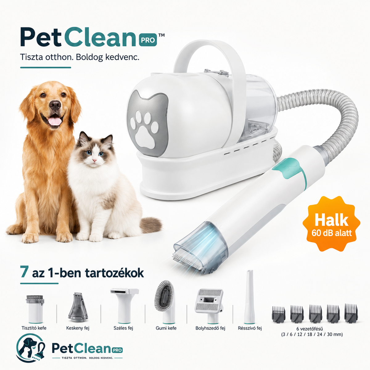 PetClean Pro™ – 7 az 1-ben kisállat-szőrápoló porszívó